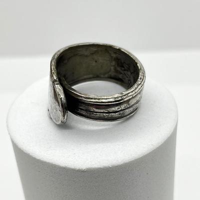 LOT 261J: Eclectic Jewelry Lot: Robin of Lockley Pewter Celtic Cross with Amber Center, Sterling Pierced Earrings and Two Rings - Sized...