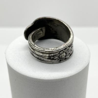LOT 261J: Eclectic Jewelry Lot: Robin of Lockley Pewter Celtic Cross with Amber Center, Sterling Pierced Earrings and Two Rings - Sized...