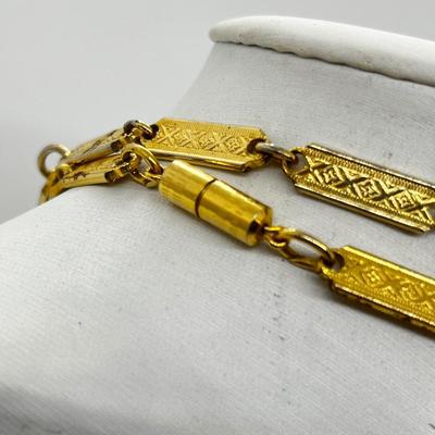 LOT 264J: Fabulous Vintage Damascene 7.5" Bracelet with 29.5" Goldtone Necklace