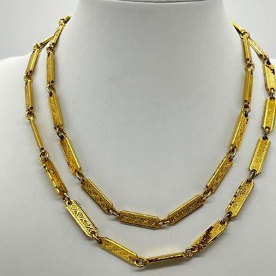 LOT 264J: Fabulous Vintage Damascene 7.5" Bracelet with 29.5" Goldtone Necklace