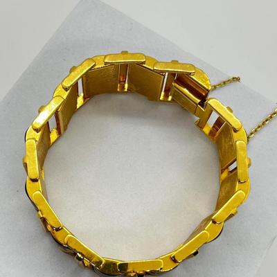LOT 264J: Fabulous Vintage Damascene 7.5" Bracelet with 29.5" Goldtone Necklace