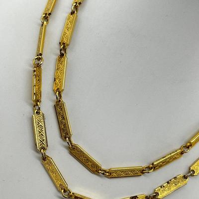 LOT 264J: Fabulous Vintage Damascene 7.5" Bracelet with 29.5" Goldtone Necklace