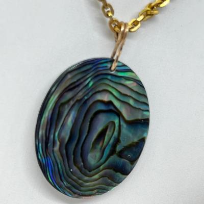 LOT 267J: Abolone Pendant Necklace with other Goldtone Necklaces Plus an 8.5" Sarah Coventry Chain Bracelet