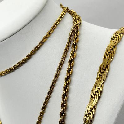 LOT 267J: Abolone Pendant Necklace with other Goldtone Necklaces Plus an 8.5" Sarah Coventry Chain Bracelet