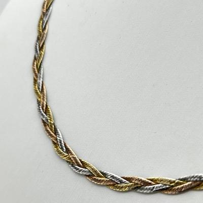 LOT 274J: Sterling Braided Herringbone Tri-Color Chain - 7.5 Grams