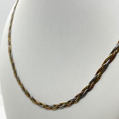 LOT 274J: Sterling Braided Herringbone Tri-Color Chain - 7.5 Grams