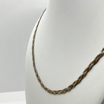 LOT 274J: Sterling Braided Herringbone Tri-Color Chain - 7.5 Grams