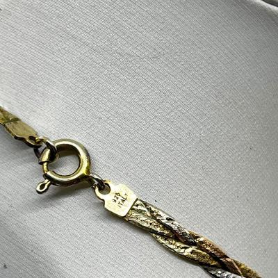 LOT 274J: Sterling Braided Herringbone Tri-Color Chain - 7.5 Grams