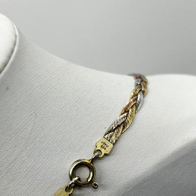 LOT 274J: Sterling Braided Herringbone Tri-Color Chain - 7.5 Grams
