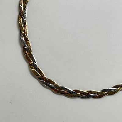 LOT 274J: Sterling Braided Herringbone Tri-Color Chain - 7.5 Grams