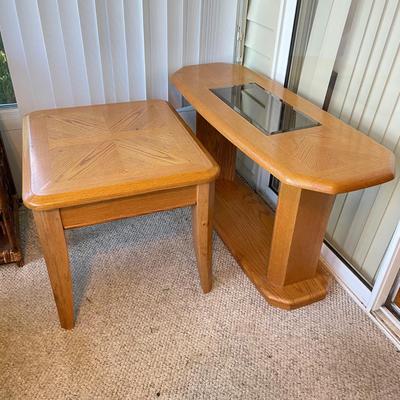 Oak & Glass Console Table and Side Table (SR-BBL)