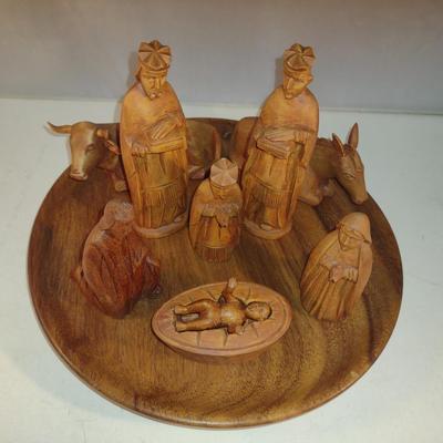 Carved Wood Nativity Set