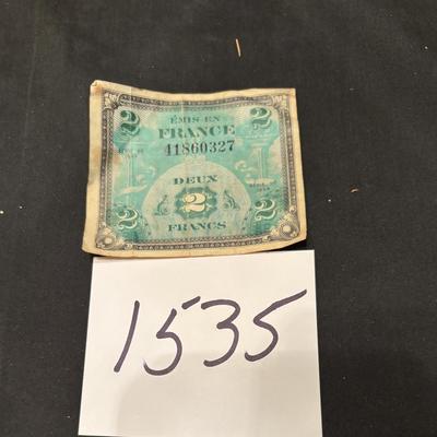 Vintage 2 Francs Banknote