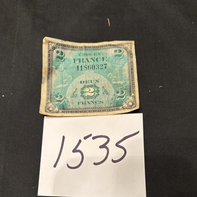 Vintage 2 Francs Banknote