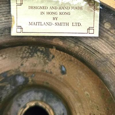 2 Vintage Maitland-Smith Brass Hurricane Candle Holders