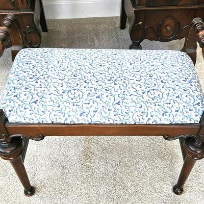 Antique Walnut Vanity With Mirror and Bench