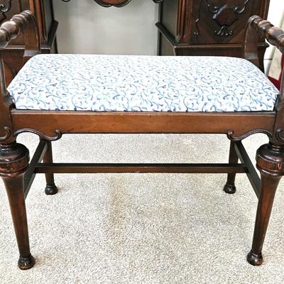 Antique Walnut Vanity With Mirror and Bench
