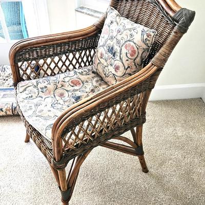 Vintage Rattan Chair with Woven Seat and Back
