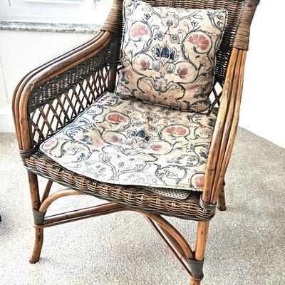 Vintage Rattan Chair with Woven Seat and Back
