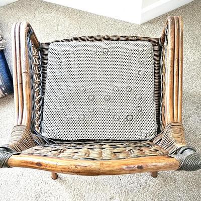 Vintage Rattan Chair with Woven Seat and Back