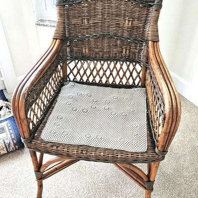 Vintage Rattan Chair with Woven Seat and Back