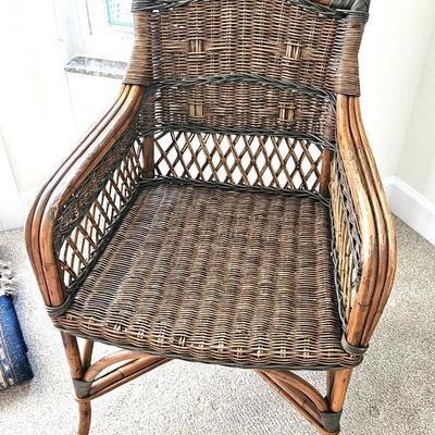 Vintage Rattan Chair with Woven Seat and Back