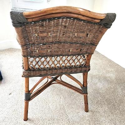 Vintage Rattan Chair with Woven Seat and Back