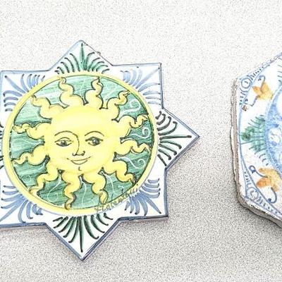 3 Piece Italian Hand -Painted Ceramic Sun Plaques