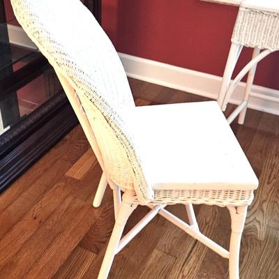 Vintage White Wicker Desk with Chair