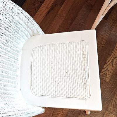 Vintage White Wicker Desk with Chair