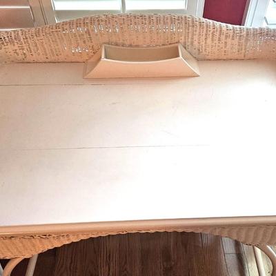 Vintage White Wicker Desk with Chair