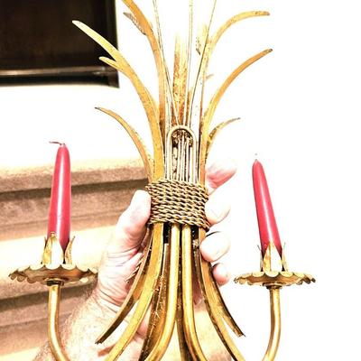 2 Vintage Wheat Sheaf Sconces