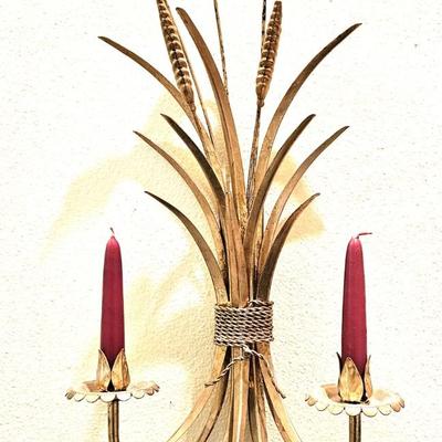 2 Vintage Wheat Sheaf Sconces