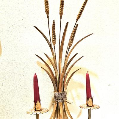 2 Vintage Wheat Sheaf Sconces