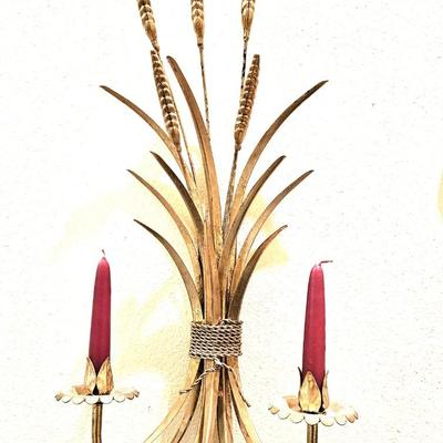 2 Vintage Wheat Sheaf Sconces