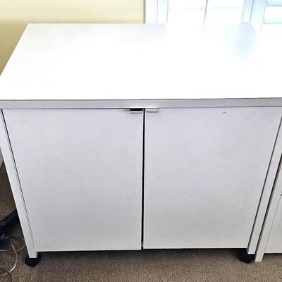 White Contemporary Cabinet with Wheels