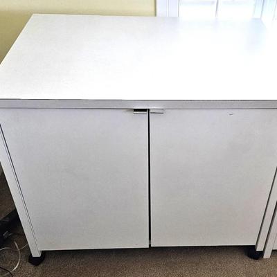 White Contemporary Cabinet with Wheels