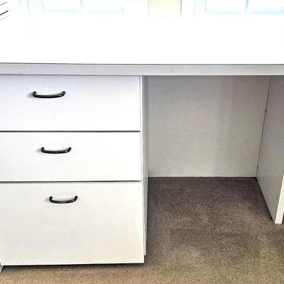 3 Drawer White Contemporary Desk