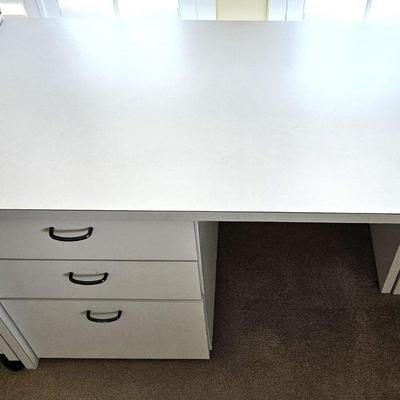 3 Drawer White Contemporary Desk