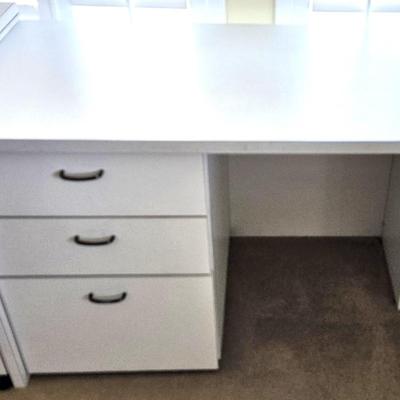 3 Drawer White Contemporary Desk