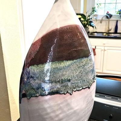 Mid Century Italian Ceramic Vase with a Lava Glaze