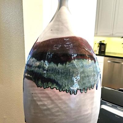 Mid Century Italian Ceramic Vase with a Lava Glaze