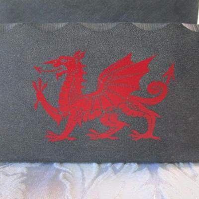 Slate Welsh etched dragon letter holder