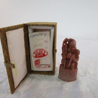 Vintage Chinese soapstone carving of the Star God Shou