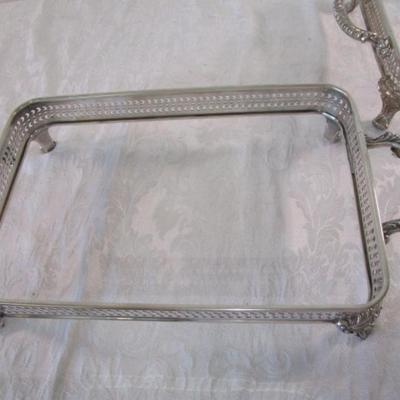 Decorative William Rogers trays to hold Pyrex dishes