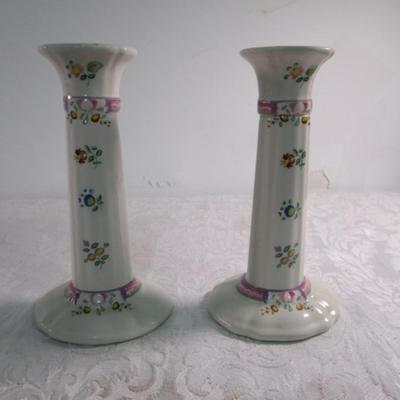 2 Laura Ashley Ceramic candlesticks from England