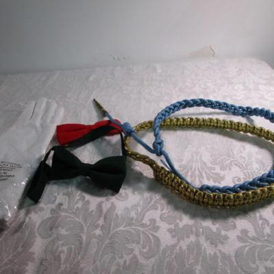 2 bowties, 2 epaulets, 1 pr. white gloves size L-XL