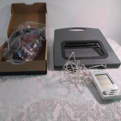 Kensington laptop cooling stand, new Poly black wire 3310 headset, like new Hygrometer