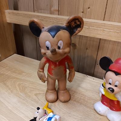 DISNEY VINTAGE MICKEY MOUSE, BUBBLE WAND AND RUBBER MICKEY