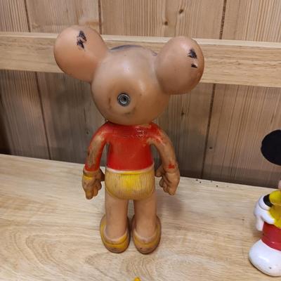 DISNEY VINTAGE MICKEY MOUSE, BUBBLE WAND AND RUBBER MICKEY